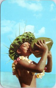 Postcard Hawaii - Milk Bar - Boy drinking from green coconut