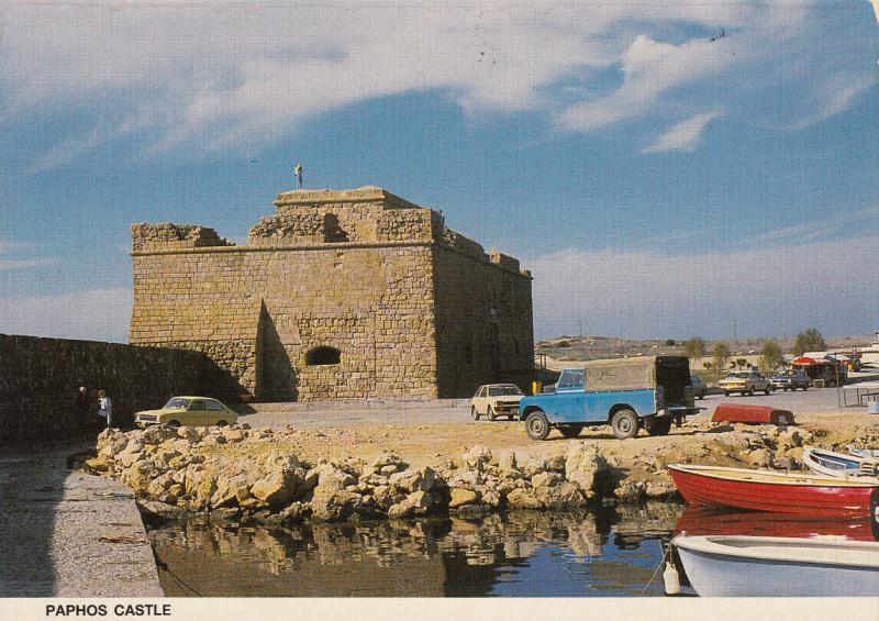 Cyprus Paphos mediaeval castle postcard