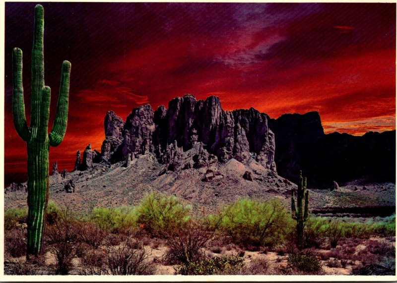 Arizona Sun Rise Behind Superstition Mountain Near Mesa