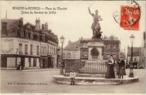 CPA NOGENT-le-ROTROU-Place du Marché-Statue du Général de St-Pol (28658)