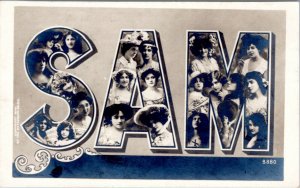 Postcard Rotograph large letter name Sam pictures of women