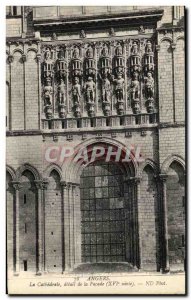 Old Postcard Angers Cathedral Detail of the Facade