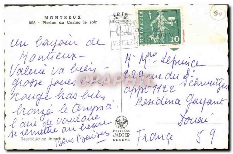 Modern Postcard Montreux Pool Du Casino Le Soir