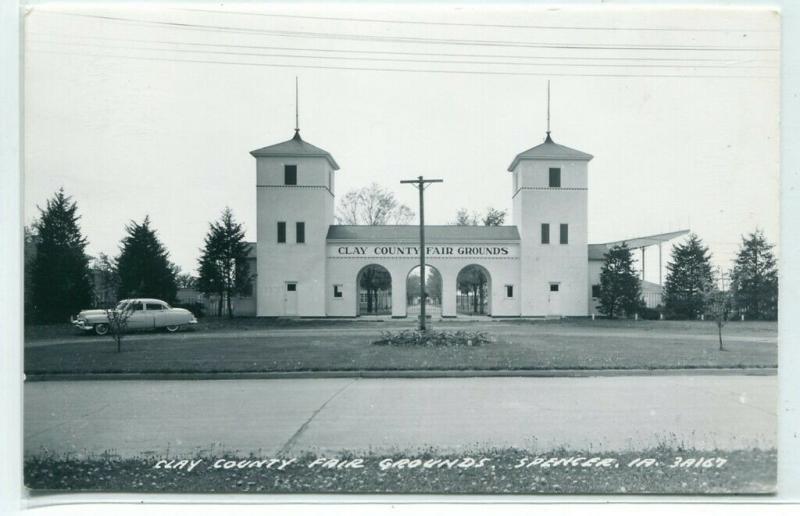 Clay County Fair Grounds Entrance Spencer Iowa 1950s RPPC Real Photo postcard