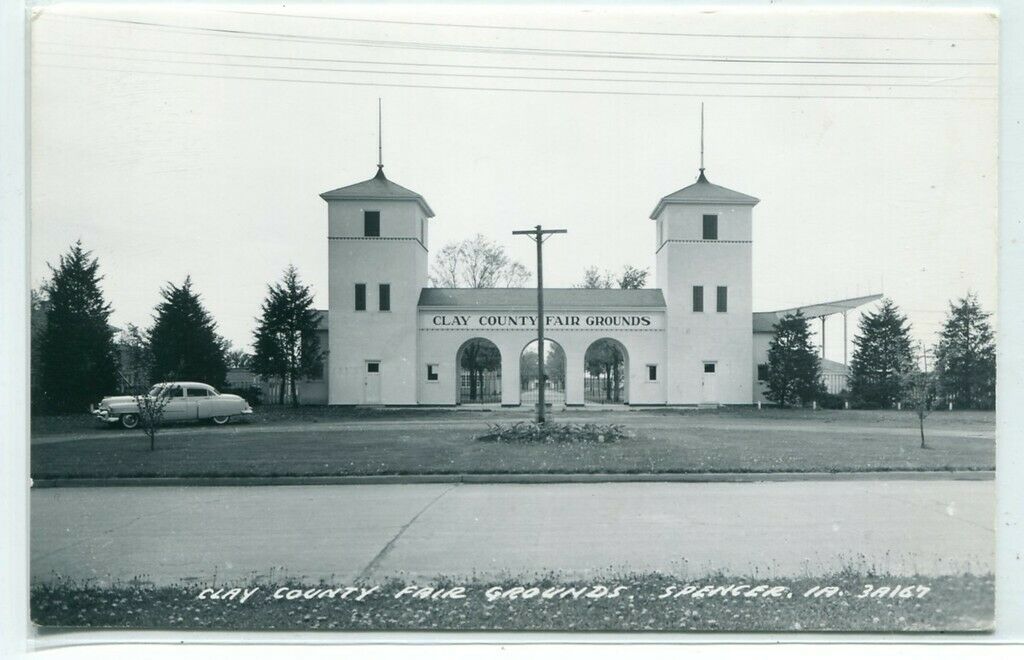 Clay County Fair Grounds Entrance Spencer Iowa 1950s RPPC Real Photo