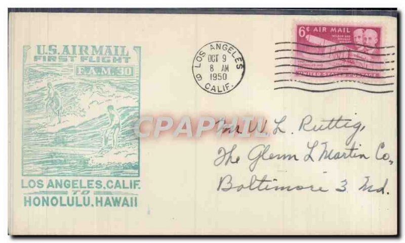Letter United States Los Angeles Honolulu Hawaii FAM 30 9 10 1950