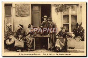 Old Postcard The Evening Auvergne At Them From The Last Pint Fair Folklore Ane