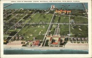 Palm Beach FL Aerial View Breakers Casino c1920 Postcard