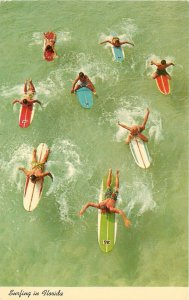 Postcard Florida Surfing scene Florida's popular watersport Teich 23-9475