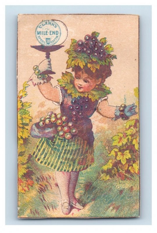 1880s Clark's Mile-end Spool Cotton Scrap Calendars Grapes Girl Lot Of 2 F131