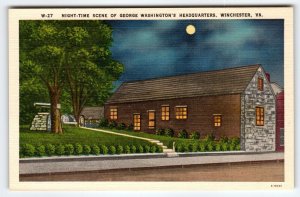 Night-Time Scene George Washington Headquarters Winchester Virginia Postcard