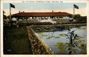 Pavilion and Pond at Garfield Park, Chicago IL Vintage Postcard G30