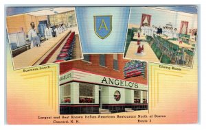 CONCORD, NH ~ Roadside ANGELO'S Italian-American RESTAURANT 1949 Linen Postcard