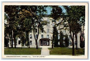 c1920 Jennings Seminary City Of Lights Exterior Aurora Illinois Vintage Postcard
