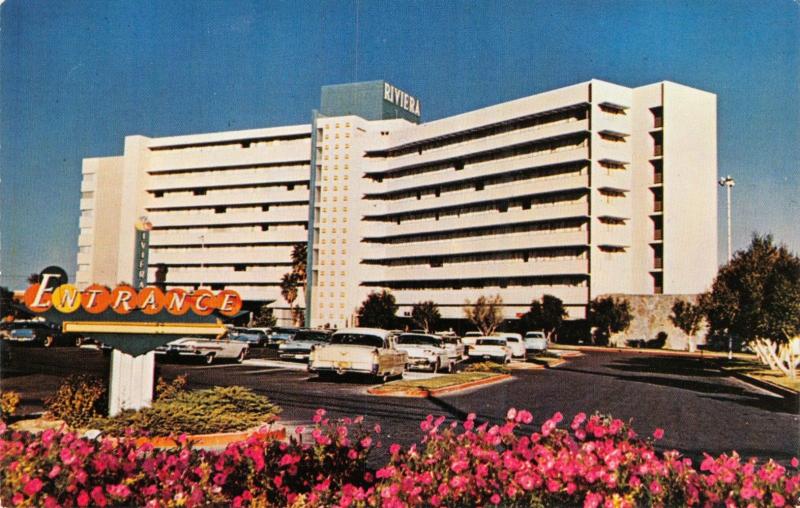LAS VEGAS NEVADA THE RIVIERA HOTEL~IMPLODED IN 2016 POSTCARD 1950s