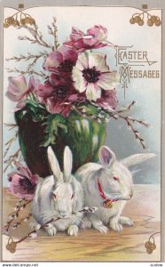 EASTER, 1900-10s; Messages, Flower Vase, Two Albino Rabbits, Gold Details