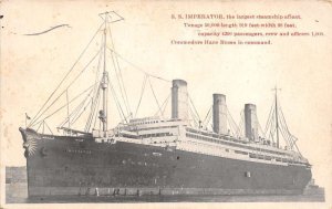 S.S. Imperator, Largest Steamship Afloat, B/W Lithograph Vintage PC U17905