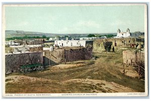 c1920's Wagon Bricks Houses Dirt Road Pueblo Of Islet New Mexico NM Postcard