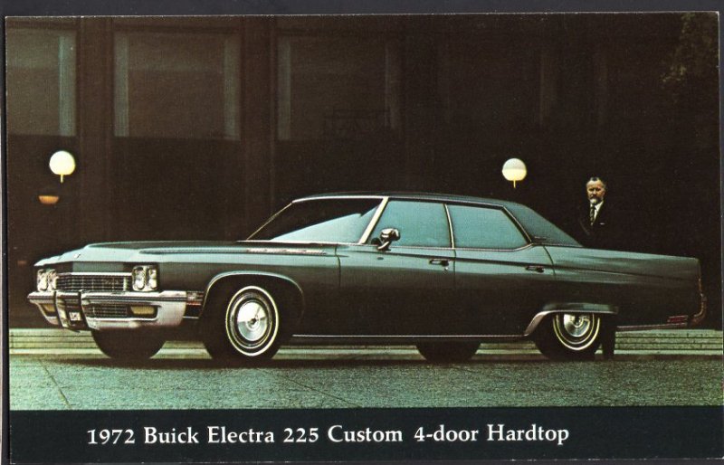 Classic Car Dealer Postcard 1972 BUICK Electra 225 Custom 4-Door Hardtop Chrome