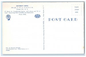 1960 University Motel Golf Course Restaurant Chapel Hill North Carolina Postcard