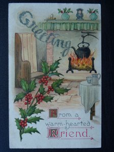 Christmas Greetings FROM A WARM HEARTED FRIEND c1907 Postcard by Wildt & Kray