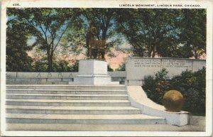 USA Lincoln Monument Lincoln Park Chicago Illinois Vintage Postcard 03.57