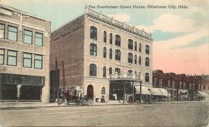 Hand Colored Postcard The Overholsen Opera House Oklahoma City OK Street Scene