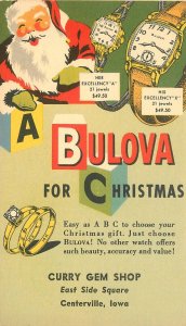 Postcard 1930s Advertising Bulova Watch Centerville Iowa 23-3826