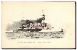 Old Postcard Boat War The Breastplate Brennus 1st place at full speed