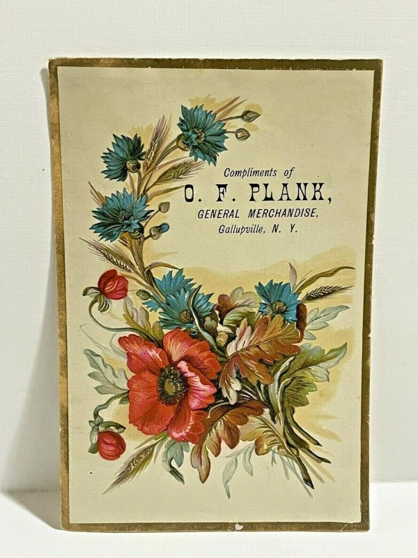 c.1880s O.F. Plank General Merchandise Gallupville New York Lovely Flowers