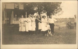 Family on Lawn Front of House Waterbury Connecticut Studio Real Photo Postcard