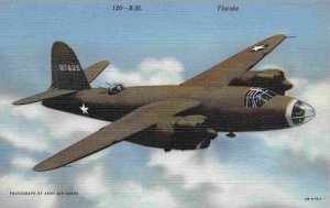 B-26 Bomber Plane US WII Military 1940s linen postcard