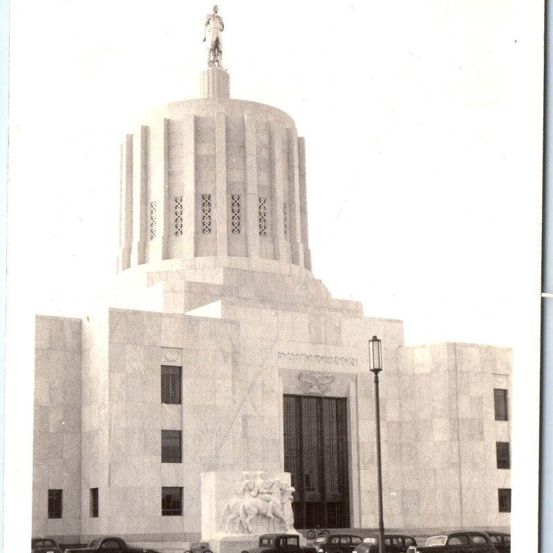 c1910s Salem OR Oregon State Capitol RPPC RARE Close Up Real Photo Ford Car A141