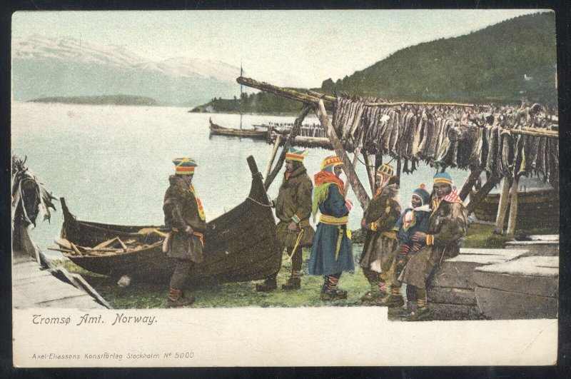 TROMSO AMT. NORWAY NORGE FISHING BOAT VINTAGE POSTCARD