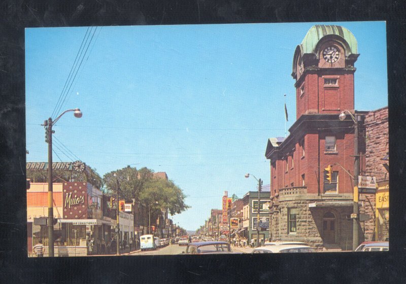 SAULT STE. MARIE ONTARIO CANADA DOWNTOWN QUEEN STREET SCENE OLD CARS POSTCARD