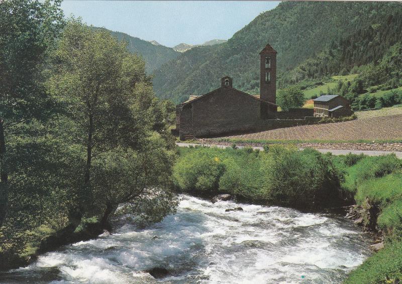 Postal 60929: Vista parcial e iglesia romanica (Andorra)