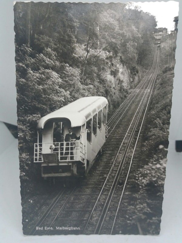 People Riding on Malbergbahn Bad Ems  Germany Vintage Real Photo Postcard