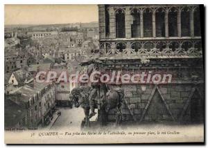 Old Postcard View Quimper taking arrows from the King Cathedral Grallon