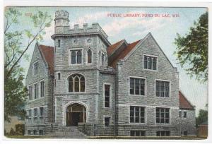 Library Fond du Lac Wisconsin 1910c postcard