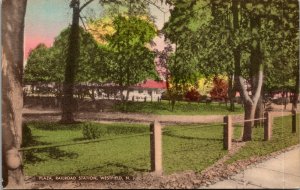 Vtg Westfield New Jersey NJ Plaza Railroad Station Train Depot 1930s Postcard