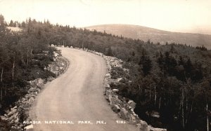 Vintage Postcard 1910's Acadia National Park Trail  Recreation Area Maine RPPC