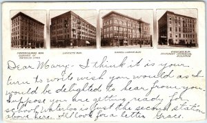 1906 Glimpses of Waterloo, IA 4 View Commercial Buildings UDB Postcard RARE A46