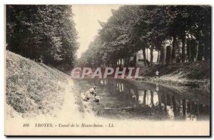 Troyes Old Postcard Canal Upper Seine