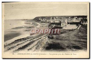 Old Postcard Arromanches Les Bains general view taken of Tracy cliffs