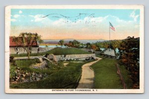 Entrance to Fort Ticonderoga New York NY WB Postcard O2