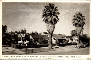 Postcard El Royale Motor Court West Adams at 17th Ave US 80 Phoenix, Arizona