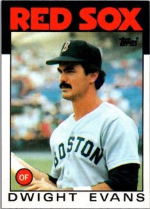 1986 Topps Baseball Card Dwight Evans Boston Red Sox sk2625
