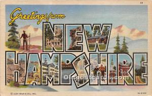 Greetings from New Hampshire, NH, USA Large Letter Writing on back 