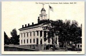 Paoli Indiana~The Orange Count Court House Exterior View~B&W Photo~Vtg Postcard