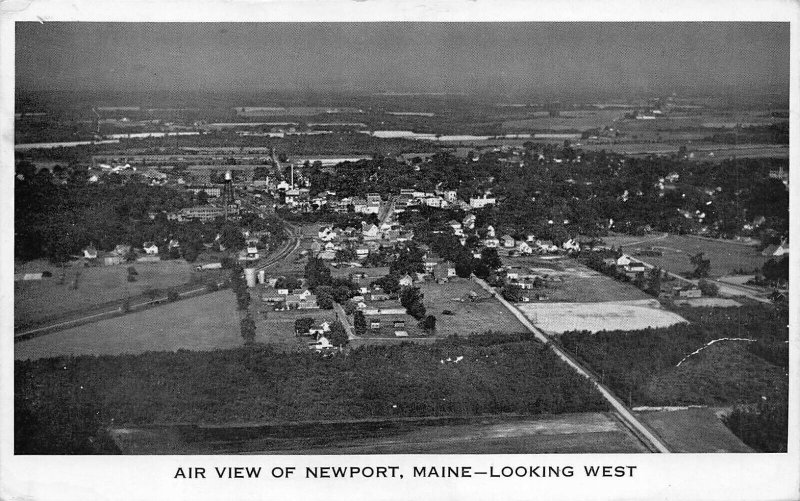 Newport ME Aerial View Looking West Postcard